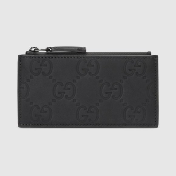 Gucci Guccissima Gray Leather Zip Card Case - Picture 1 of 4